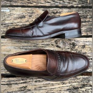 Vintage Florsheim Dark Brown Leather Size 8.5 D Slip On Dress Loafers C8